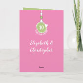 Carte Joyeux Tin 10e Anniversaire 2 noms de photo rose (Dos)