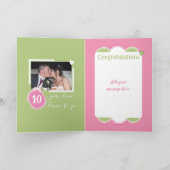 Carte Joyeux Tin 10e Anniversaire 2 noms de photo rose (Intérieur)