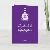 Carte Joyeux Tin 10e Anniversaire 2 noms de photo violet (Dos)
