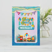 Carte Joyeux Train D'Anniversaire Avec De Beaux Souhaits (Debout devant)