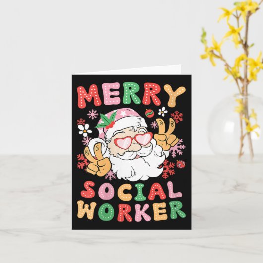 Carte Joyeux travailleur social de Noël travailleur soci (Fleur jaune)