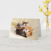 Carte Joyeux Trio d'Anniversaire de Kittens (Fleur jaune)
