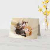 Carte Joyeux Trio d'Anniversaire de Kittens (Fleur jaune)