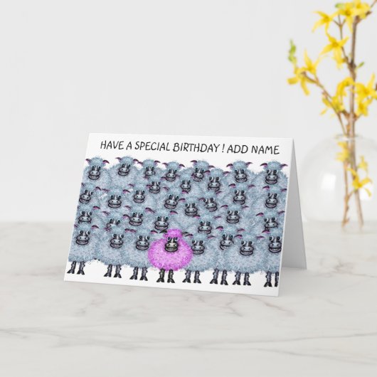 Carte Joyeux troupeau de moutons (Fleur jaune)