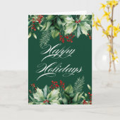 Carte Joyeux Vacances de Noël Verdure  (Fleur jaune)