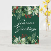 Carte Joyeux Vacances de Noël Verdure (Fleur jaune)