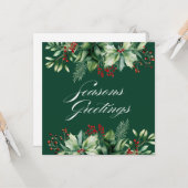 Carte Joyeux Vacances de Noël Verdure (Devant/Arrière en situation)