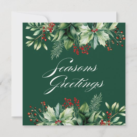 Carte Joyeux Vacances de Noël Verdure (Devant)