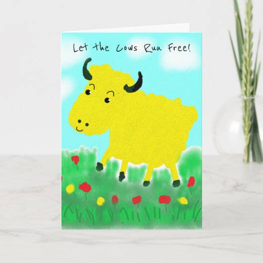 Carte Joyeux Vache Vegan anniversaire (Devant)