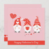 Carte Joyeux Valentin Gnomes Rouge Rose (Devant / Derrière)
