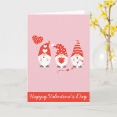 Carte Joyeux Valentin Gnomes Rouge Rose (Fleur jaune)