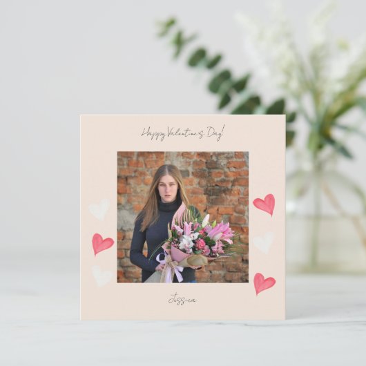 Carte Joyeux Valentin`s Day Modern Script photo (Debout devant)