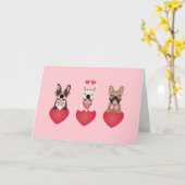 Carte Joyeux Valentines Day Bulldogs français (Fleur jaune)