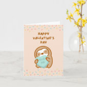 Carte Joyeux Valentine's Day Hug Me Candy Heart Sloth (Fleur jaune)