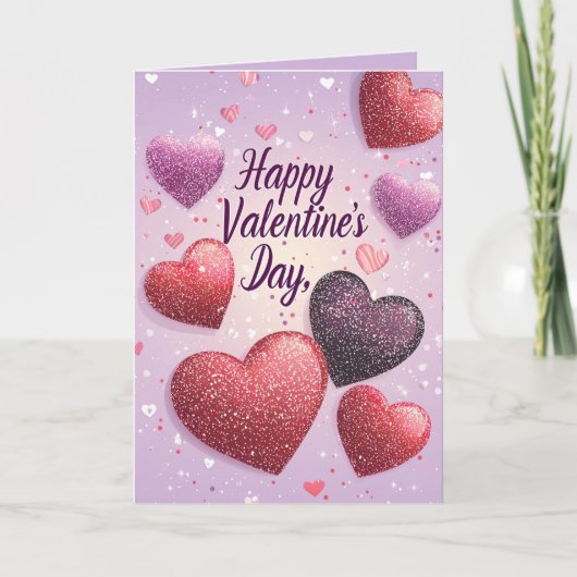 Carte Joyeux Valentines jour Coeurs Parties scintillant (Devant)