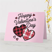 Carte Joyeux Valentines Jour léopard Plaid Coeur d'amour (Fleur jaune)