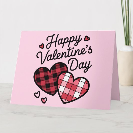 Carte Joyeux Valentines Jour léopard Plaid Coeur d'amour (Devant)