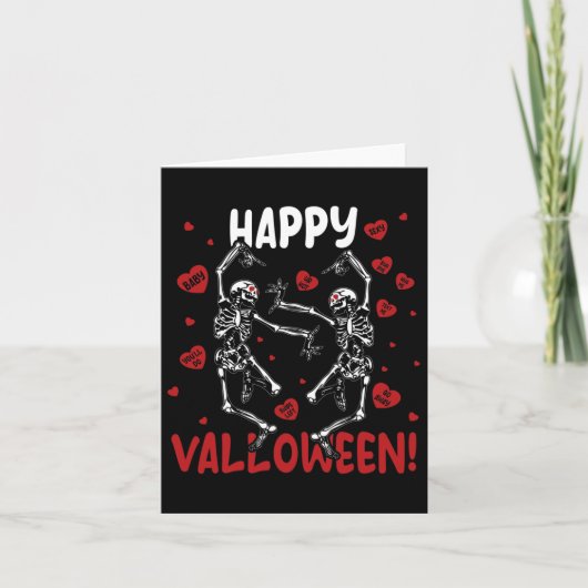 Carte Joyeux Valloween Dansant Drôle Skeleton Goth Valen (Devant)