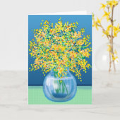 Carte Joyeux vase de fleurs de la Fête des mères (Fleur jaune)