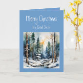 Carte Joyeux voeux de Noël Merveilleux docteur (Fleur jaune)