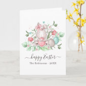 Carte Joyeux voeux de Pâques en famille (Fleur jaune)