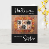 Carte Joyeux voeux d'Halloween pour soeur (Fleur jaune)