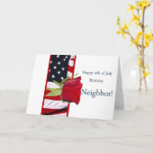 Carte Joyeux voisin rose 4 juillet anniversaire (Fleur jaune)
