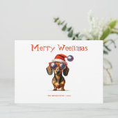 Carte Joyeux Weenmas Dachshund avec texte personna (Debout devant)