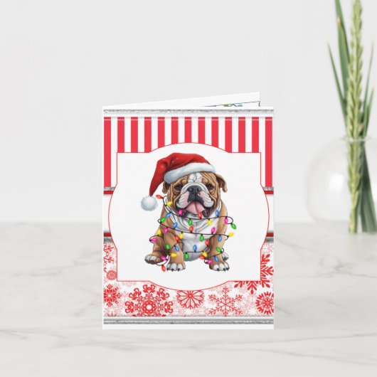 Carte Joyeux Woofmas Salutation Bouledogue (Devant)