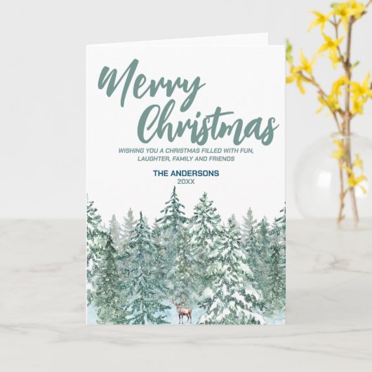 Carte Joyeux xmas forêt de neige Moose (Fleur jaune)