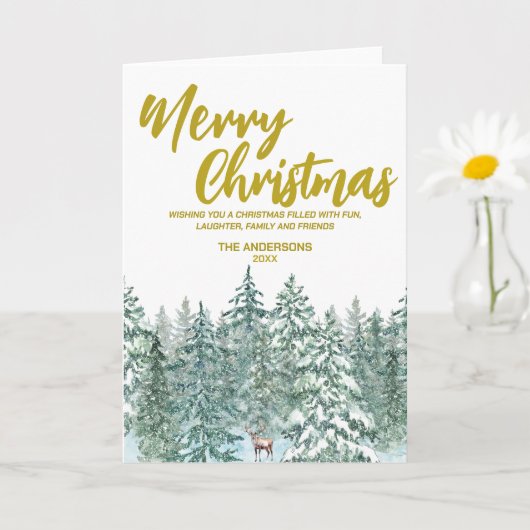 Carte Joyeux xmas forêt Moose script Holiday (Petite plante)