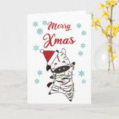Carte Joyeux Xmas Zebra Safari Zoo Neige mignonne (Fleur jaune)