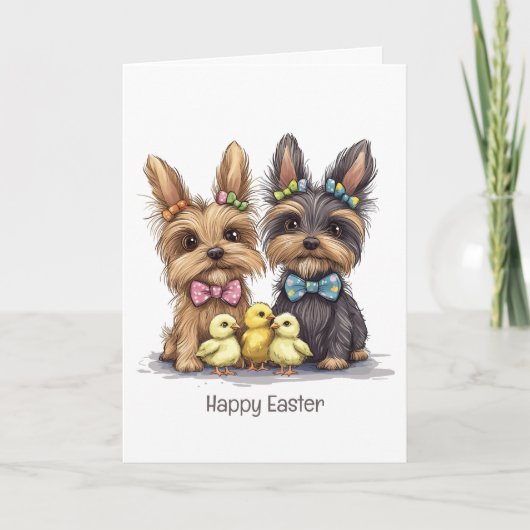 Carte Joyeux Yorkshire Terrier Chiens de Pâques (Devant)