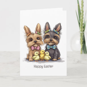 Carte Joyeux Yorkshire Terrier Chiens de Pâques
