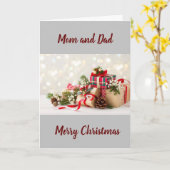 Carte JOYEZ NOËL AUX PARENTS, mon MEILLEUR CADEAU ! (Fleur jaune)