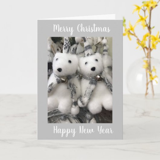 CARTE "JOYEZ NOËL ET UNE NOUVELLE ANNÉE TRÈS HEUREUSE" (Fleur jaune)