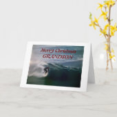 CARTE * JOYEZ NOËL* GRANDSON (SURF À LA PLAGE) (Fleur jaune)