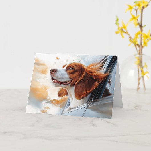 Carte Joyful Dog in the Wind Art Print (Fleur jaune)