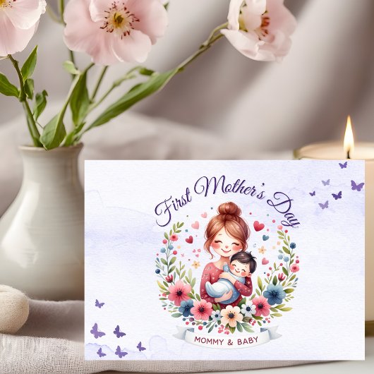 Carte Joyful First Mother's Day Card avec maman et