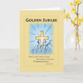 Carte Jubilé d'or bleu avec croix (Fleur jaune)
