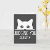 Carte Judging You Silently - Funny Cat  (Fleur jaune)