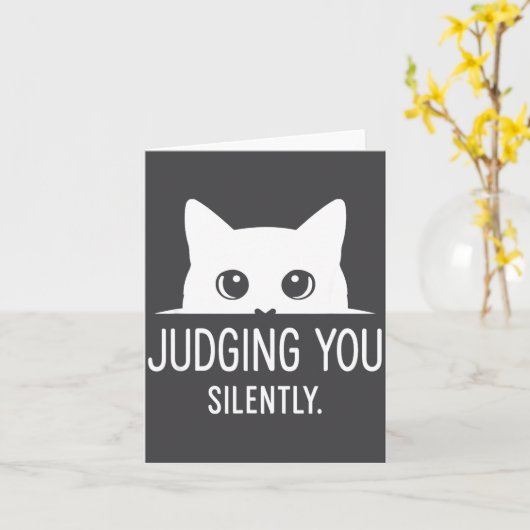 Carte Judging You Silently - Funny Cat  (Fleur jaune)