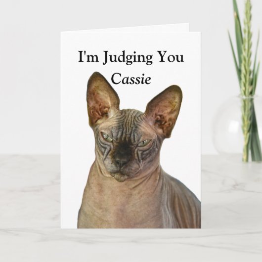 Carte Jugement Sphinx Chat Joyeux Anniversaire Cassie (Devant)