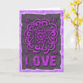 Carte Juif : Coeurs et étoile de David Mandala Love (Fleur jaune)