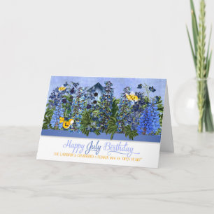 Carte Juillet Anniversaire Larkspur Jardin avec Birdhous