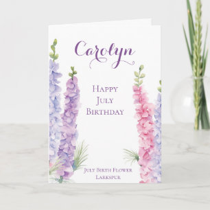 Carte Juillet Anniversaire Mois de naissance Fleur Larks