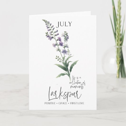 Carte Juillet Anniversaire Mois de naissance Fleur Larks (Devant)
