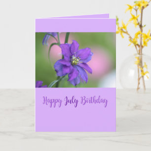 Carte Juillet Anniversaire Violet Larkspur Mois de naiss