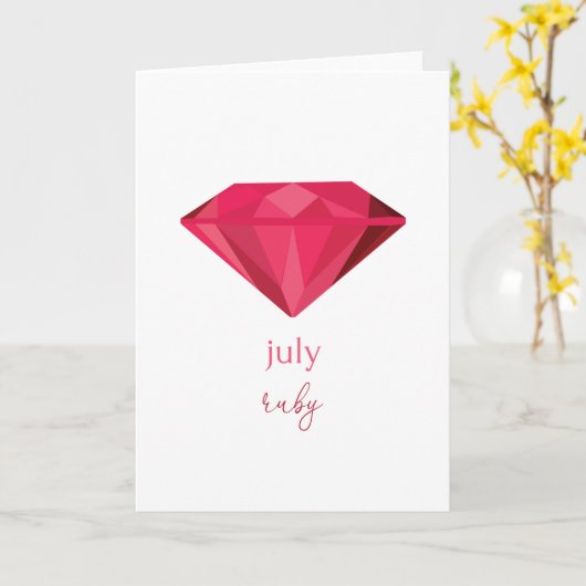 Carte Juillet Birthstone Ruby (Fleur jaune)