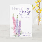 Carte Juillet Fleur de naissance Larkspur Anniversaire (Fleur jaune)